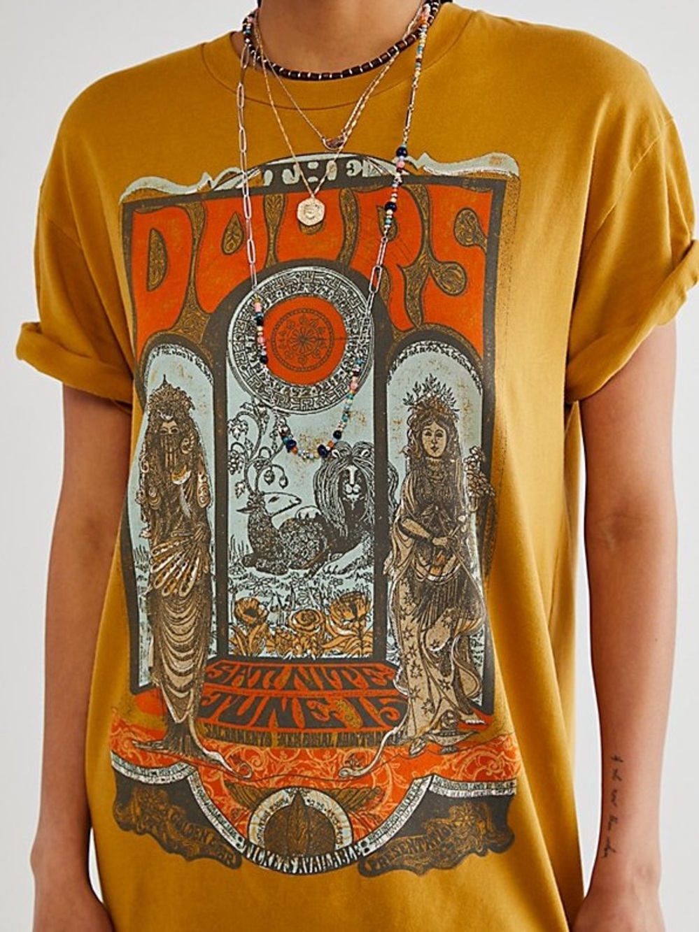 Free People Daydreamer Mustard Graphic Short-Sleeve T-Shirt Dress